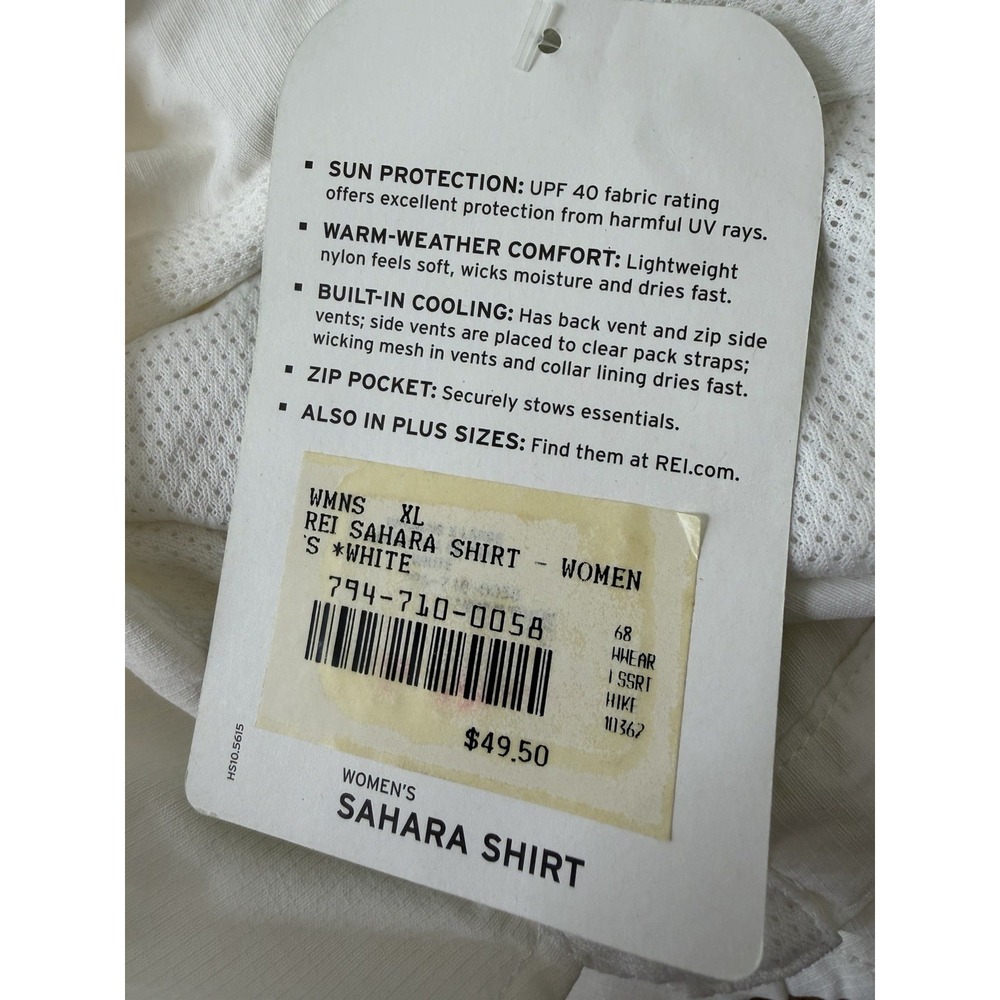 REI Women's White Sun Protection Cooling Sahara Shirt Size XL NWT - Picture 8 of 8